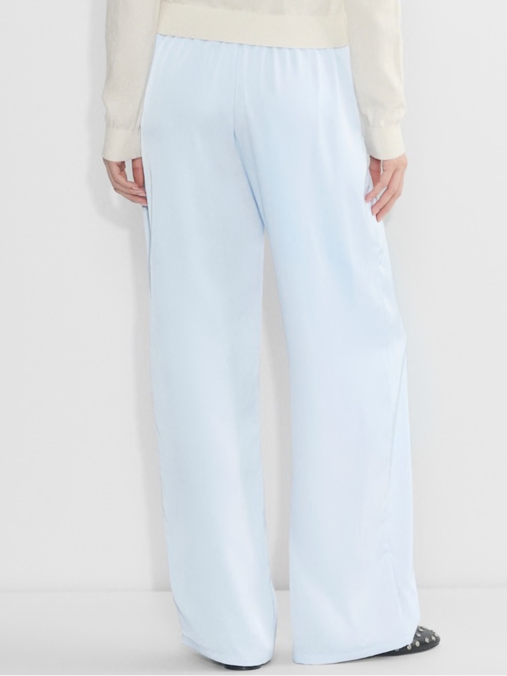 Aritzia Satin Wide-Leg Pant - Pale Blue - Picture 3 of 7